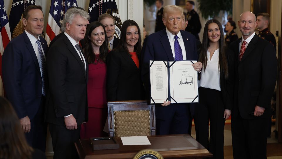 President Donald Trump signing the Laken Riley law.