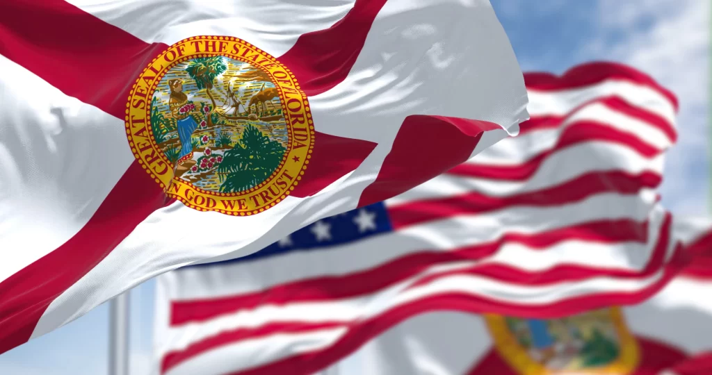 Florida and USA flags