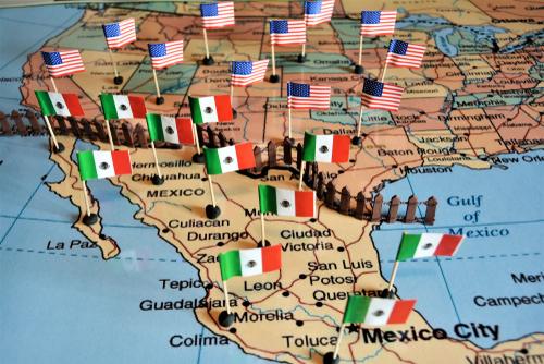United States and Mexico map 