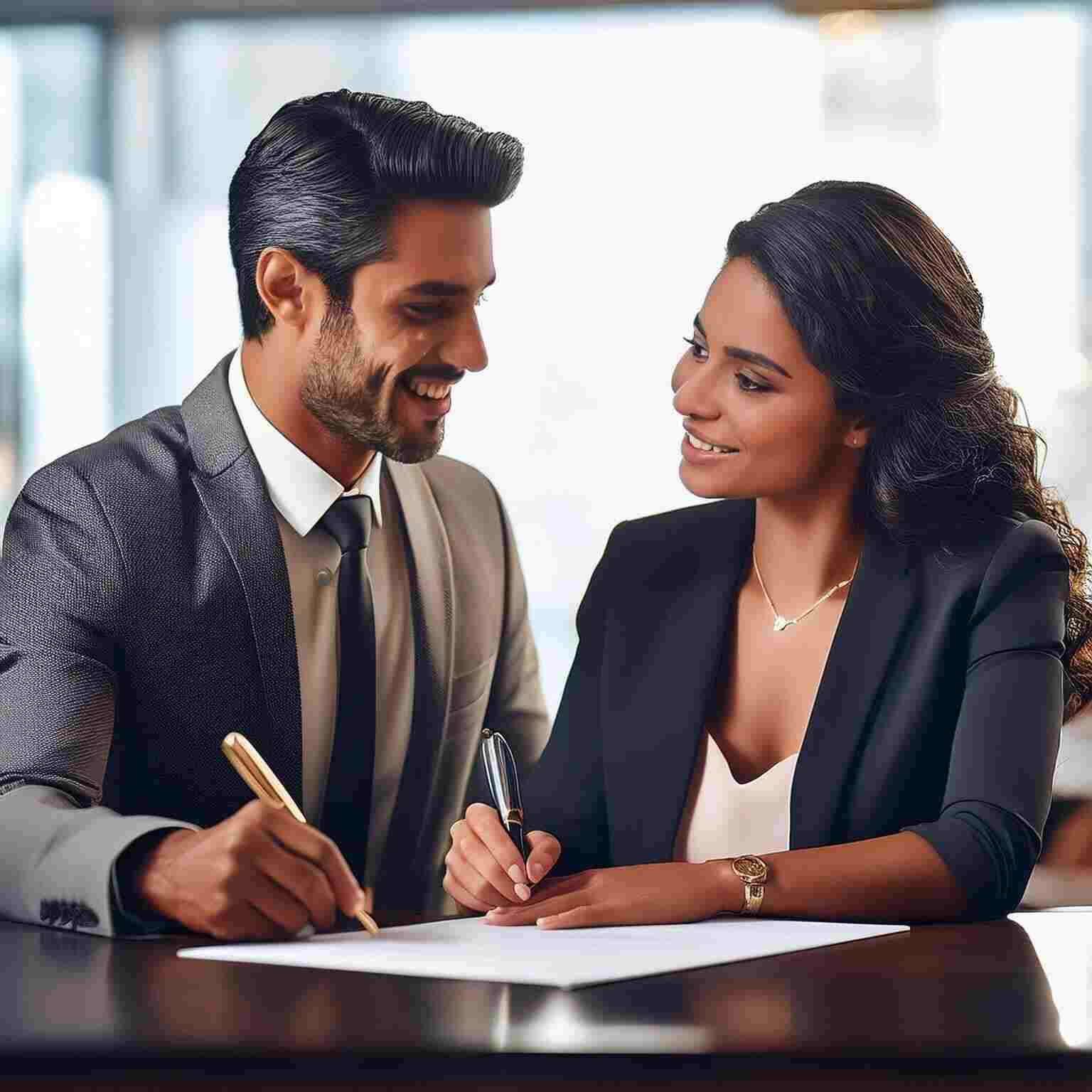 A couple signing the K1 visa papers